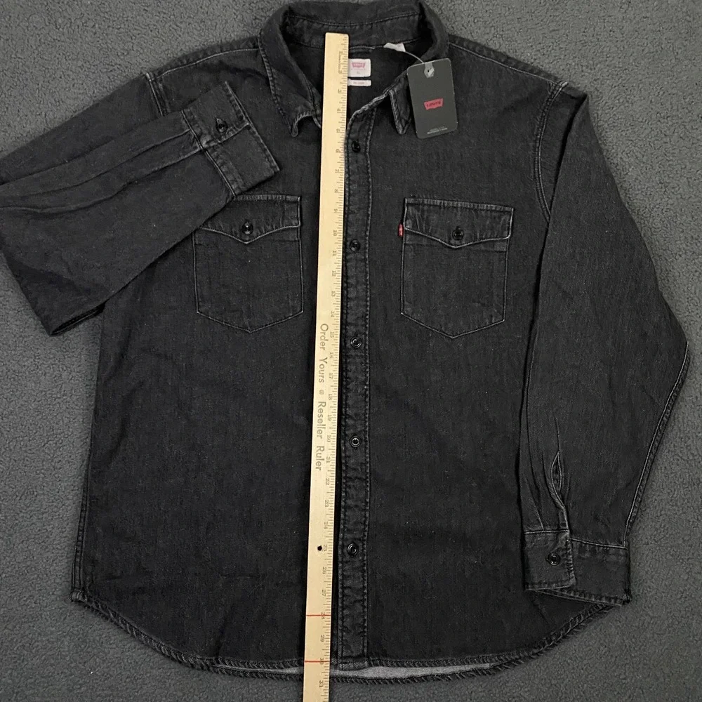 Levis Denim Shirt Mens XL Relaxed Fit Black Cotton Hemp Button Up Reb Tab NWT